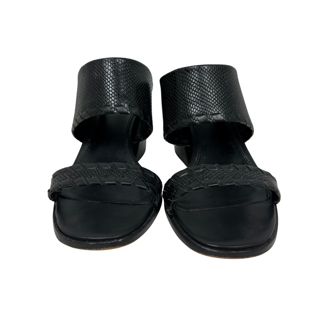 Vince Camuto Black Leather Snake Skin Kafinny Sandal Stacked Block Heel Size 7M - Picture 5 of 11